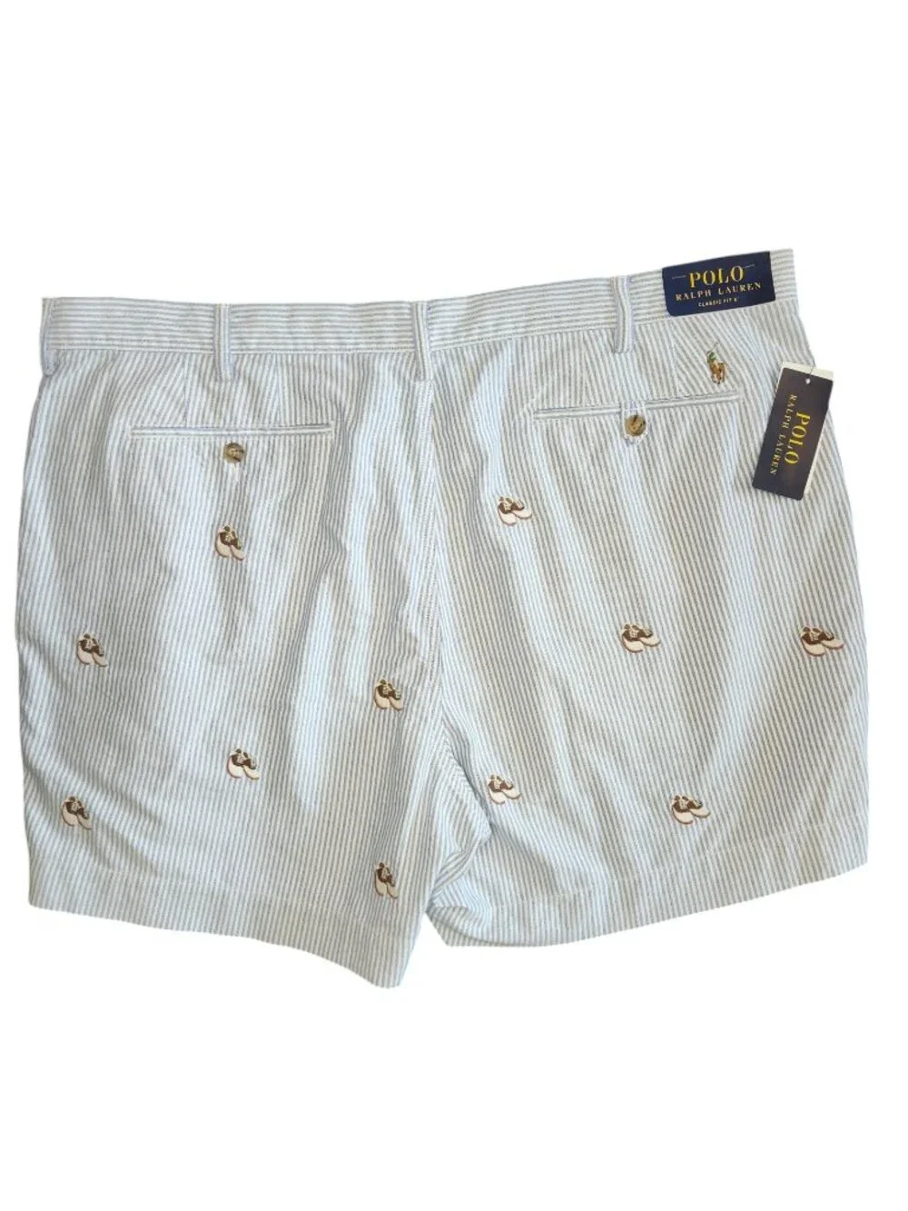 NEW Polo Ralph Lauren Classic Fit Striped Shoe Embroidered Shorts Size 42